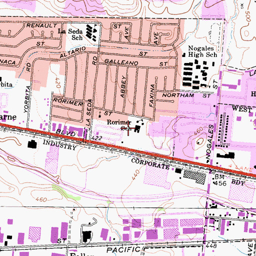Topographic Map of Rorimer Elementary School, CA
