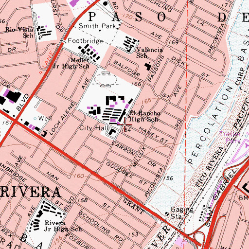 Topographic Map of Ruben Salazar Continuation High School, CA