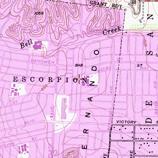 Topographic Map of Welby Elementary School, CA