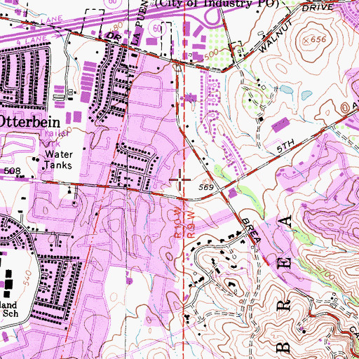 Topographic Map of Canyon Point Marketplace Shopping Center, CA