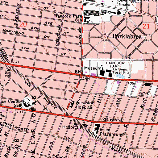 Topographic Map of Petersen Automotive Museum, CA