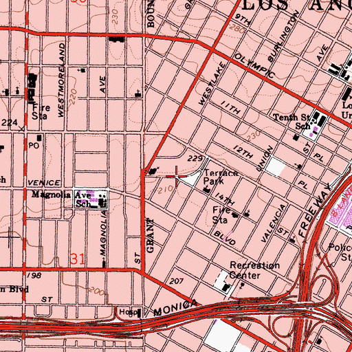 Topographic Map of Alvarado Terrace Historic District, CA