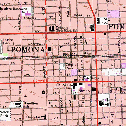 Topographic Map of Edison Historic District, CA