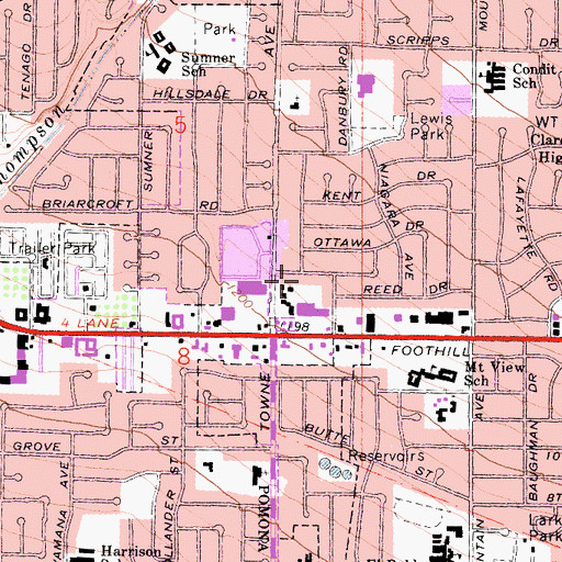 Topographic Map of North Hills Square Shopping Center, CA