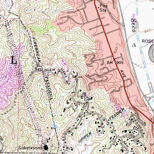 Topographic Map of Prospect Historic District, CA
