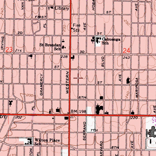Topographic Map of South Serrano Avenue Historic District, CA