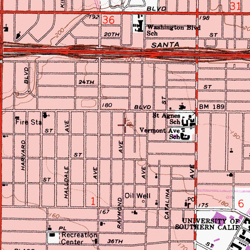 Topographic Map of Van Buren Place Historic District, CA