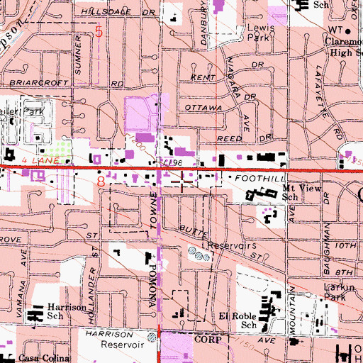 Topographic Map of Vanderbilt Square Shopping Center, CA