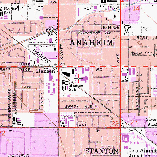 Topographic Map of Anaheim General Hospital, CA