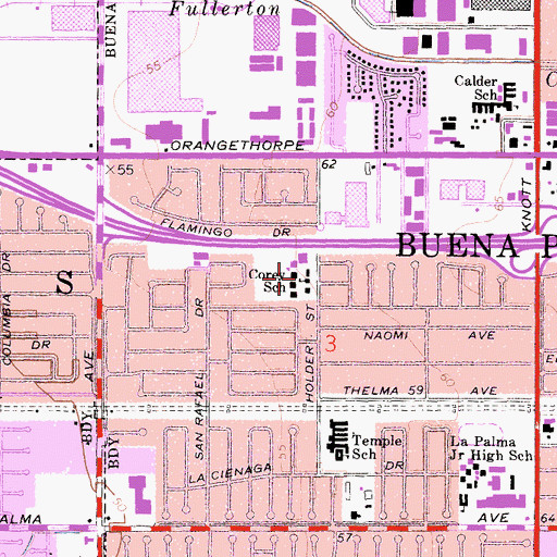 Topographic Map of Arthur F Corey Elementary School, CA