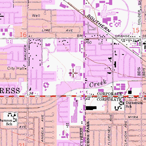 Topographic Map of Cypress High School, CA