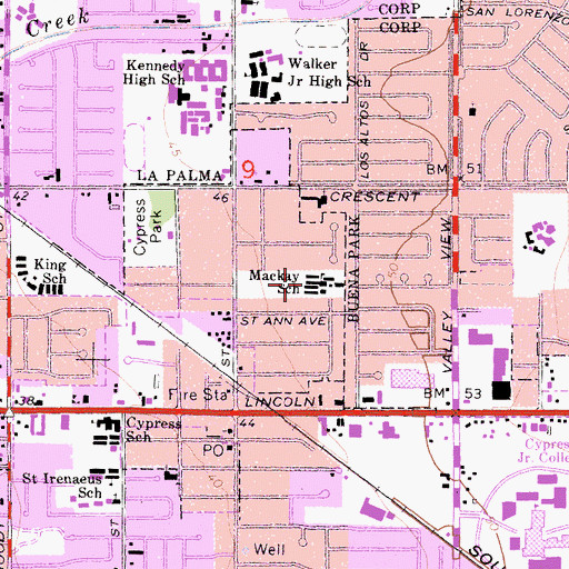 Topographic Map of Harvest Christian Academy High School, CA
