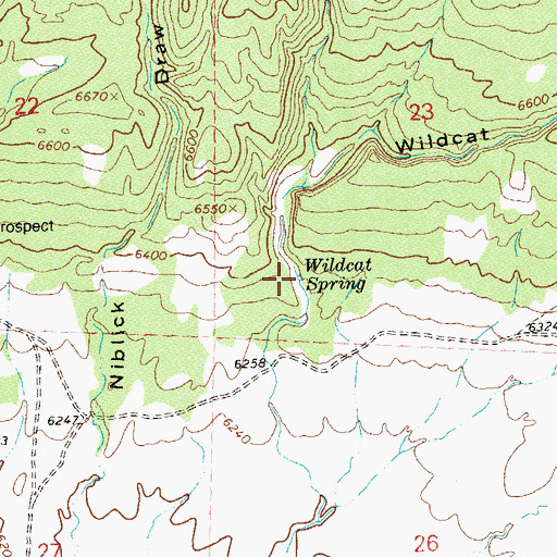Topographic Map of Wildcat Spring, CO