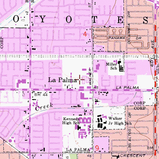 Topographic Map of La Palma Intercommunity Hospital, CA