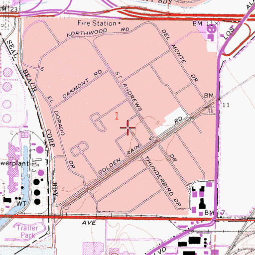 Topographic Map of Leisure World Amphitheatre, CA