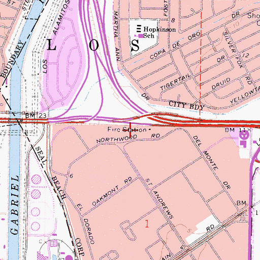 Topographic Map of Leisure World Branch Orange County Public Library, CA