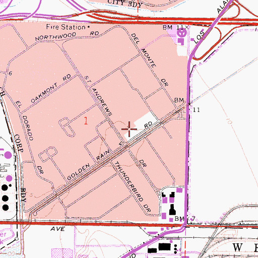Topographic Map of Leisure World Golf Course, CA