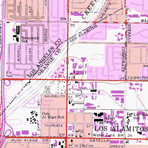 Topographic Map of Los Alamitos High School, CA