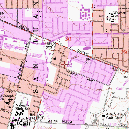 Topographic Map of Morse Elementary School, CA