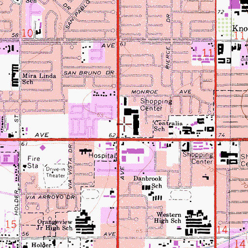 Topographic Map of Nexus Town Center Shopping Center, CA