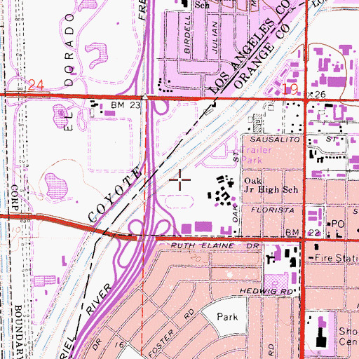 Topographic Map of Oak Academy Park, CA