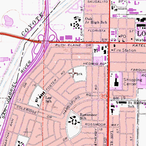 Topographic Map of Rossmoor Park, CA