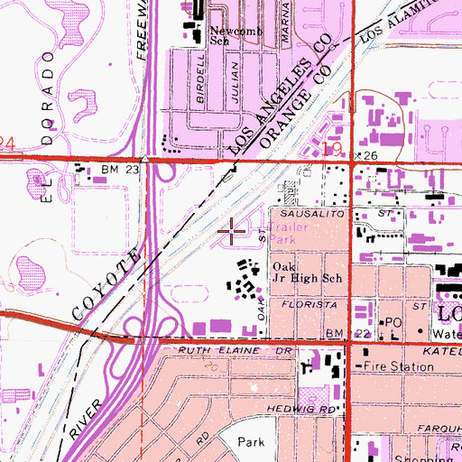 Topographic Map of Royal Oak Mobile Home Park, CA
