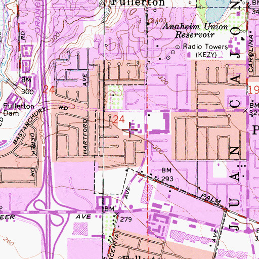 Topographic Map of Sierra Vista Elementary School, CA