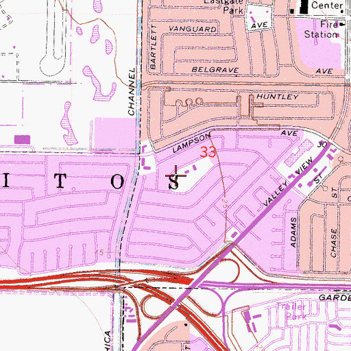Topographic Map of Westgrove Park, CA