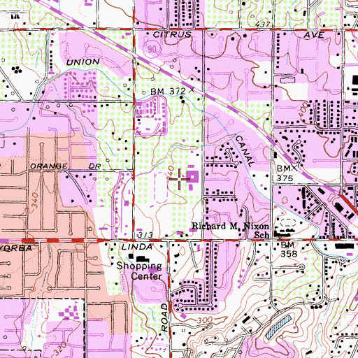Topographic Map of Yorba Linda Middle School, CA