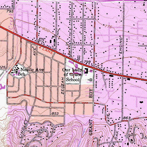 Topographic Map of Crespi Carmelite High School, CA