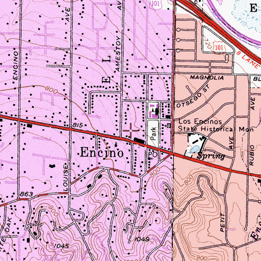 Topographic Map of Genesta Station Encino Post Office (historical), CA