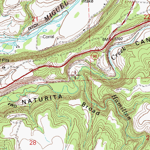 Topographic Map of Hamilton Creek, CO