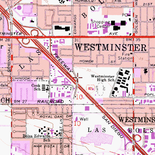 Topographic Map of Buckingham Park, CA