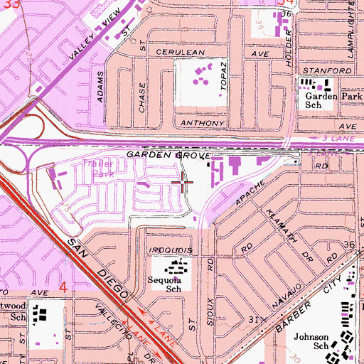 Topographic Map of Los Robles Mobile Home Park, CA