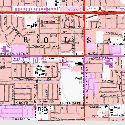 Topographic Map of South Grove Mobile Home Estates, CA
