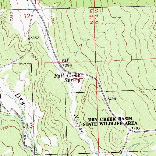 Topographic Map of Fall Camp Spring, CO