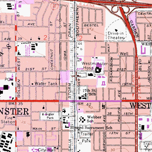 Topographic Map of West Grove Mobile Home Estates, CA