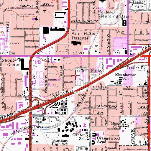 Topographic Map of Bahia Trailer Villa, CA