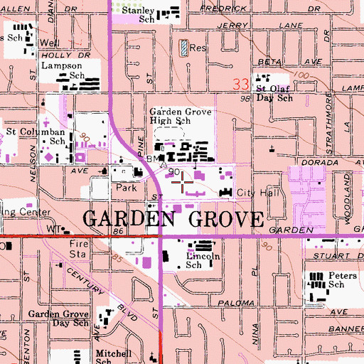 Topographic Map of Community Center Park, CA