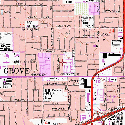 Topographic Map of Del Prado Mobile Park Club, CA