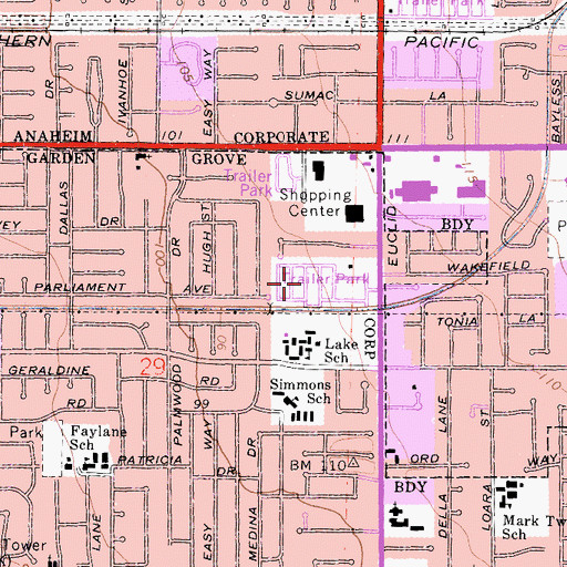 Topographic Map of Eldorado Mobile Home Estates, CA