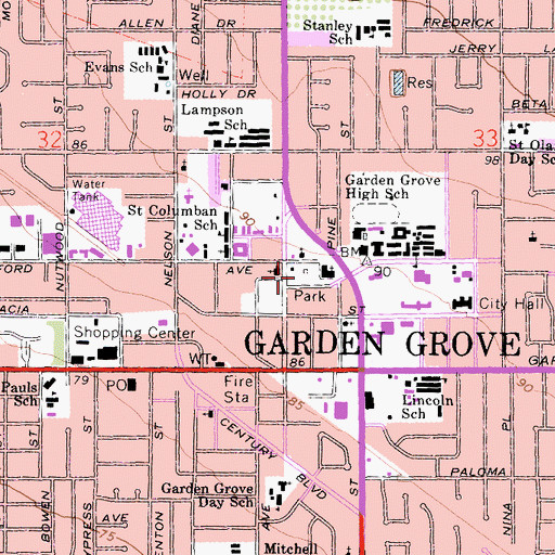 Topographic Map of Euclid Park, CA