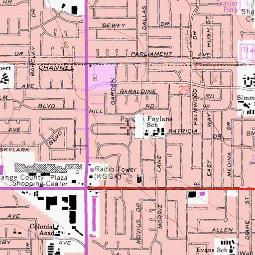 Topographic Map of Faylane Park, CA