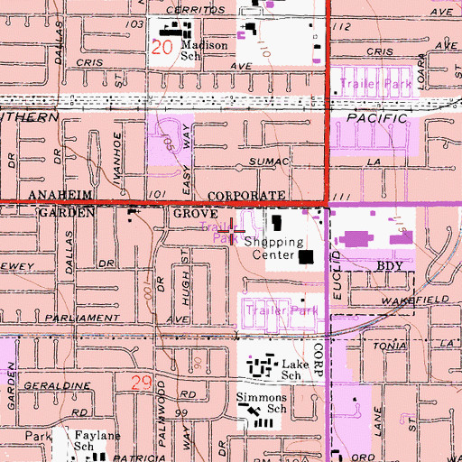 Topographic Map of Goldcrest Mobile Home Club, CA