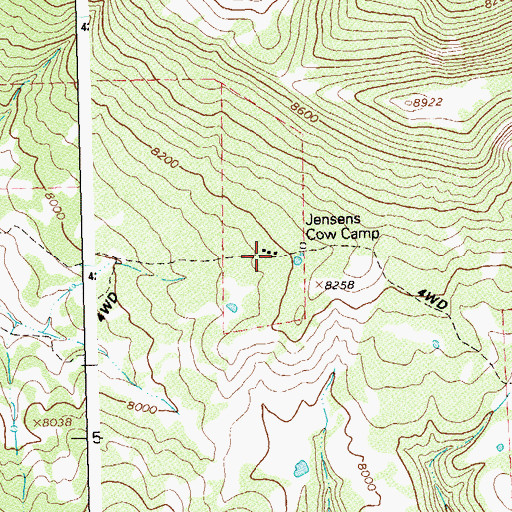 Topographic Map of Jensens Cow Camp, CO
