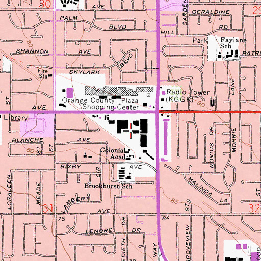 Topographic Map of Pavilion Plaza Shopping Center, CA