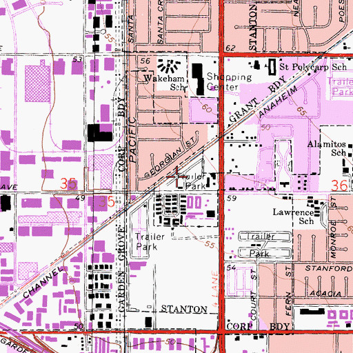 Topographic Map of Rancho Thirty-nine Mobile Home Park, CA