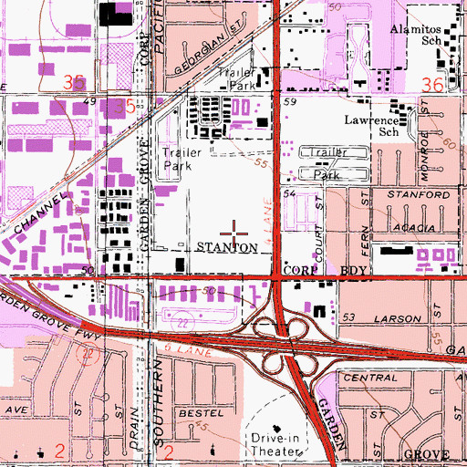 Topographic Map of The Village Shopping Center, CA