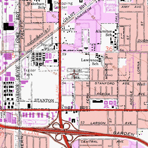 Topographic Map of Villa Capri Mobile Home Park, CA